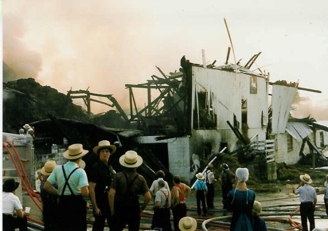 Barn Fire at the King Farm, Route 340 and Cambridge Rd. This was the 1989 Ford Pumper's first big fire... Summer 1989